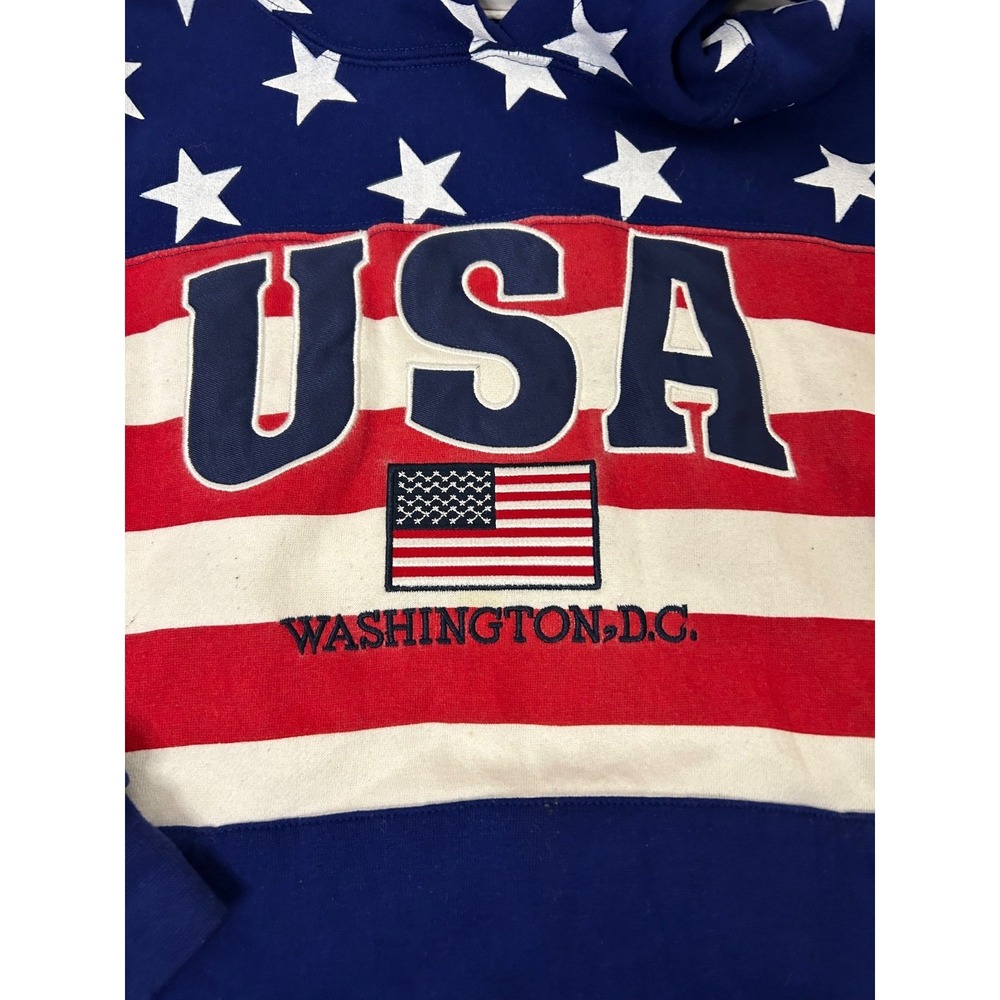Joe's Washington DC American Red White Blue Flag USA Hands Through Hoodie Sz XL - Picture 7 of 9
